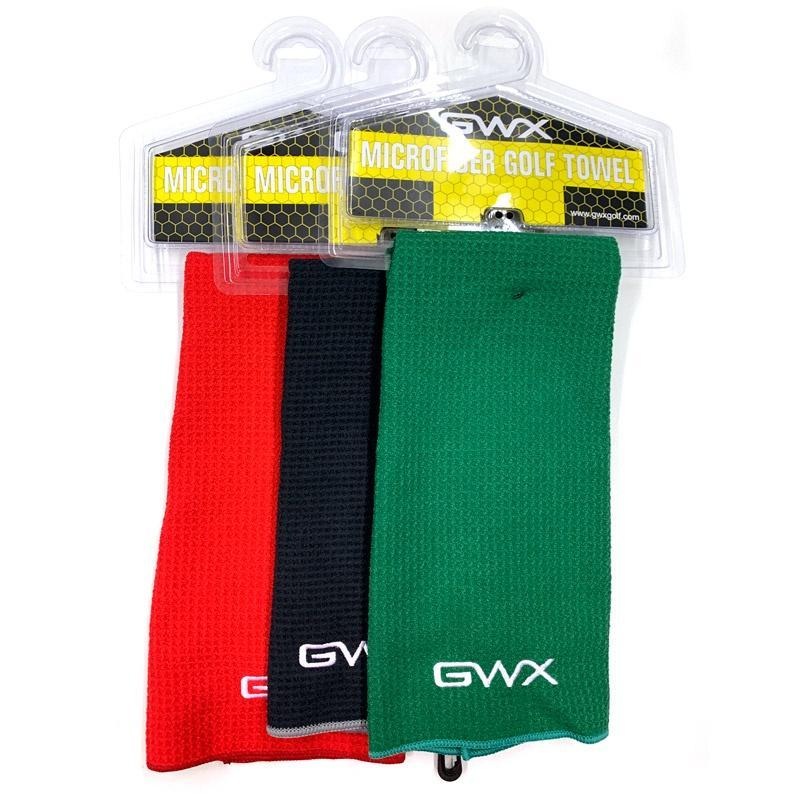 GWX Micro Fibre Golf Towels|Black/Grey|Blue|Green|Red|Grey