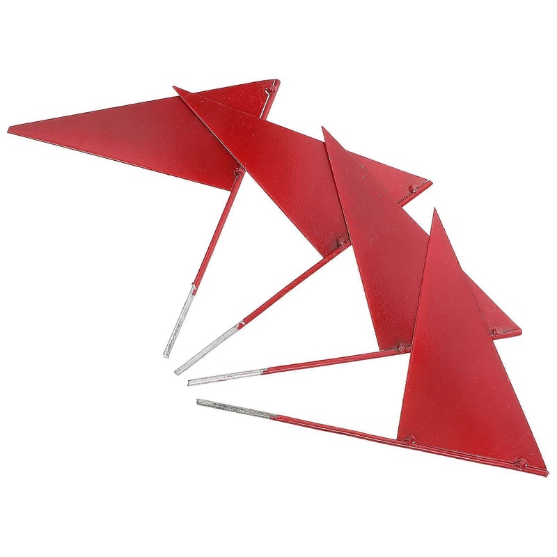 Red Triangle Iron Stick Flag for Outdoor Marker 4 Pcs Practical