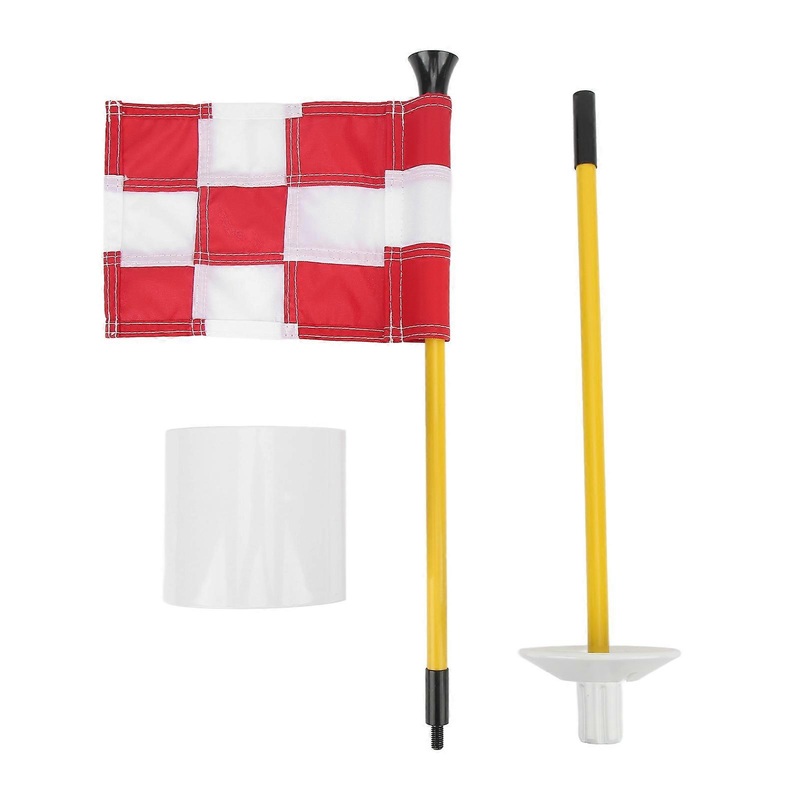 2024Golf Pin Flag Hole Cup Set for Mini Putting Green Flagstick Yard Practice Supplies Portable 2 Section Detachable White Red Grid