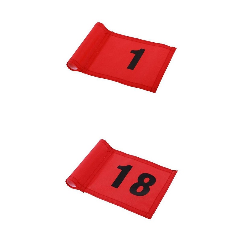 2pcs Small Nylon Golf Flag Golf Practice Putting Green Flag Red with NO.1+18
