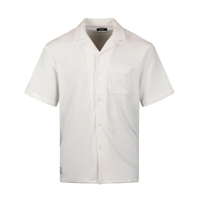 MALBON GOLF Bosco Men’s Button Up Shirt (Ivory)