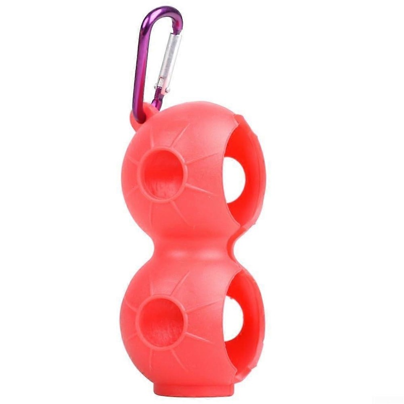 2 Balls Silicone Golf Ball Cover with Buckle  Key Ring Protective Holder (Red)