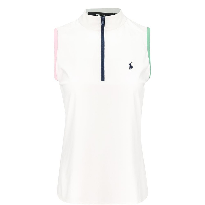 Women’s Slim Fit Sleeveless 1/4 Zip Mock Neck Polo