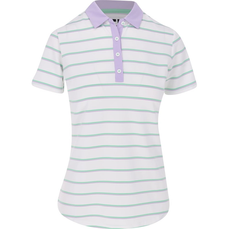 Women’s Stripe Polo|White/Lavender/Mint|Medium|Large