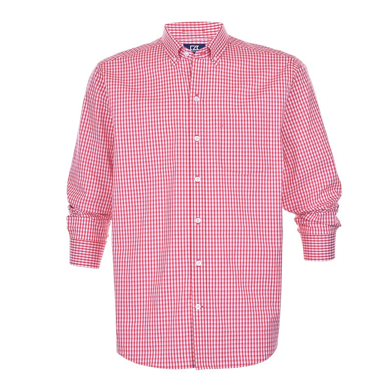 CUTTER & BUCK Stretch Gingham Men’s Longlseeve Shirt (Cardinal Red)