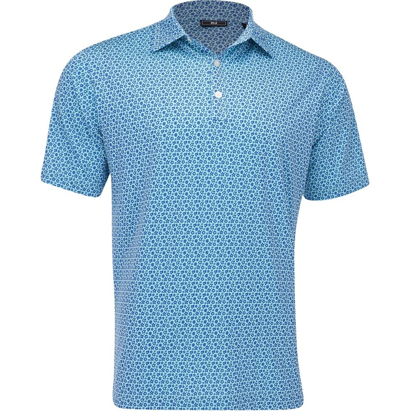 Allover Floral Lisle Polo|Blue/Aqua|White/Navy|Small|Medium|Large|X-Large|XX-Large|XXX-Large