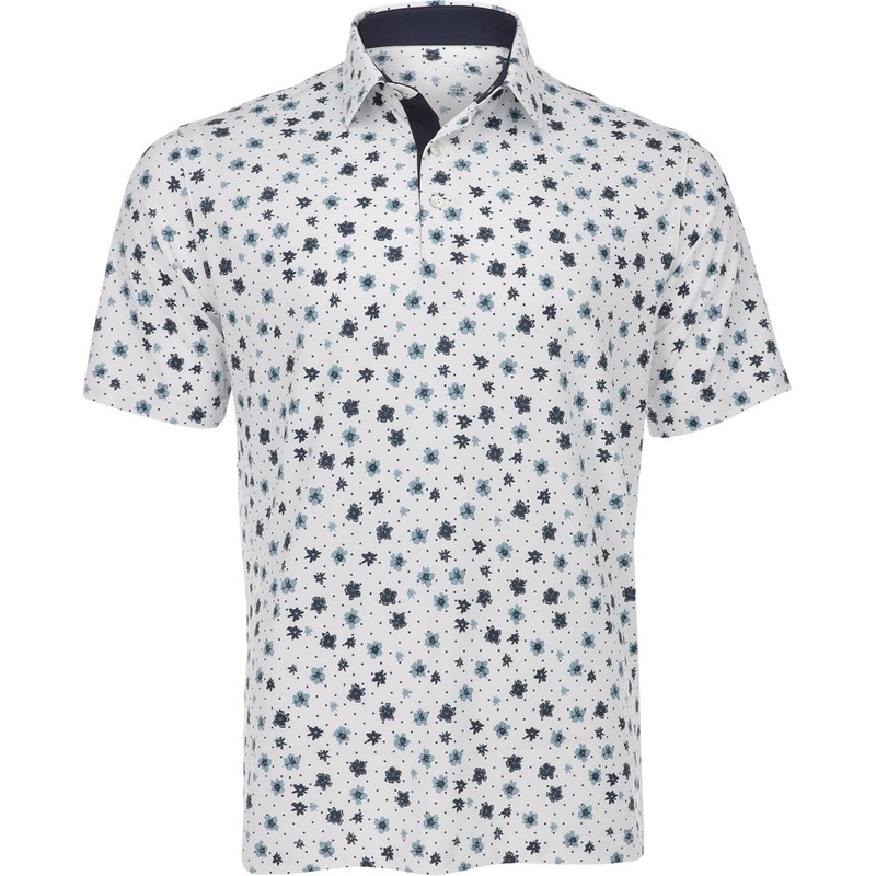 CLOUDSPUN Floral Polo|White Glow/Zen Blue|XX-Large