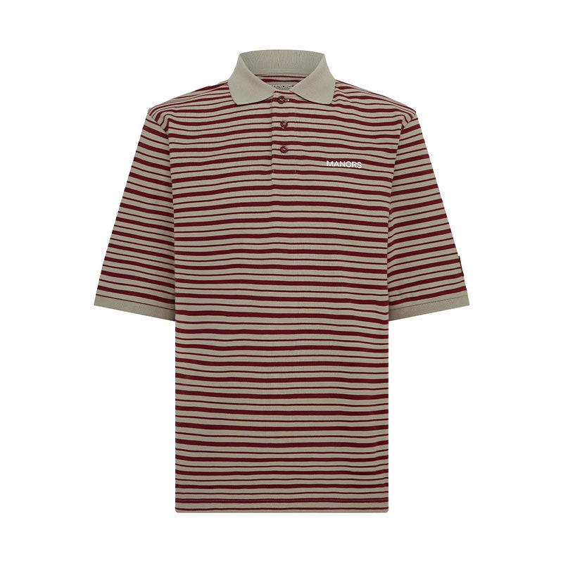 MANORS G.O.A.T Pique Mens Polo (Greige/Burgundy)