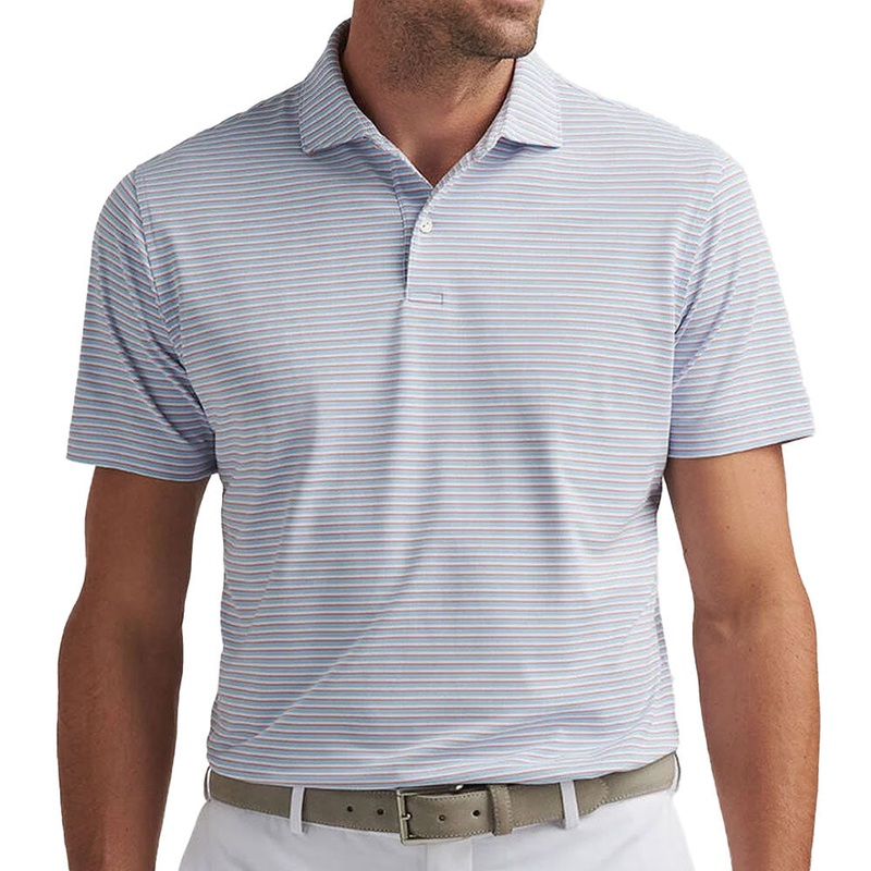 Tempo Performance Mesh Polo|Blue Frost|White Striped White Sherwood|Small|Medium|Large|X-Large