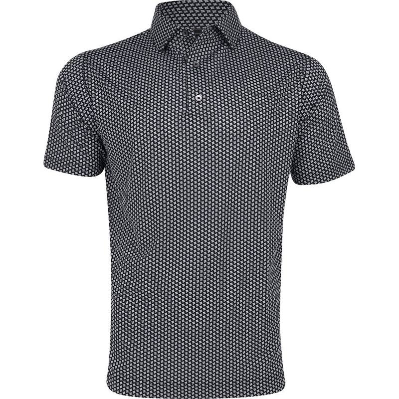Houndstooth Geo Lisle Polo|Black|Medium|Large|X-Large|XX-Large