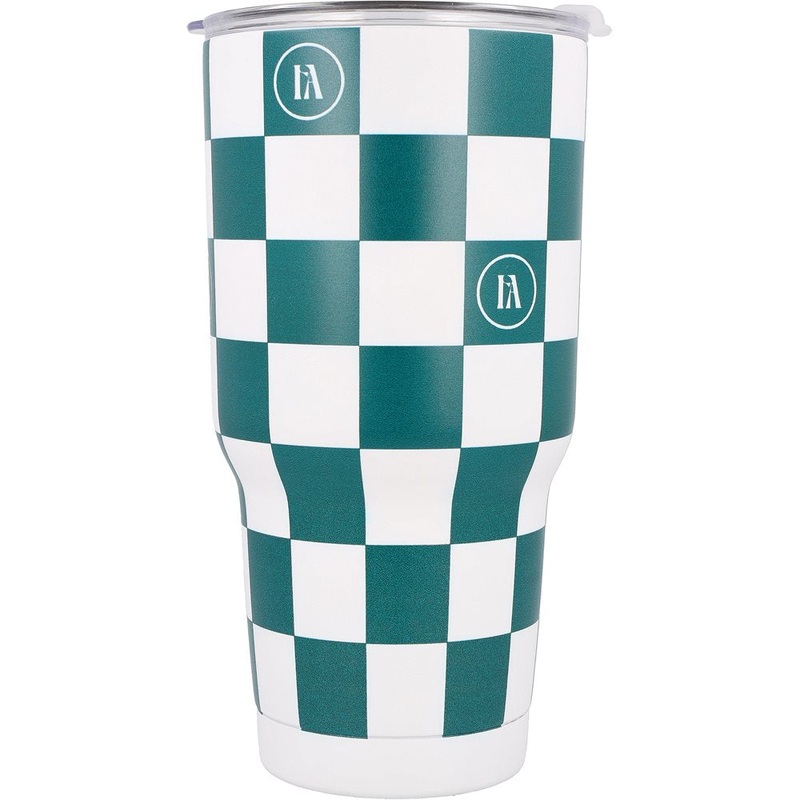 Prezzy Tumbler Water Bottle|Green/White Checkered|Sand/White Checkered