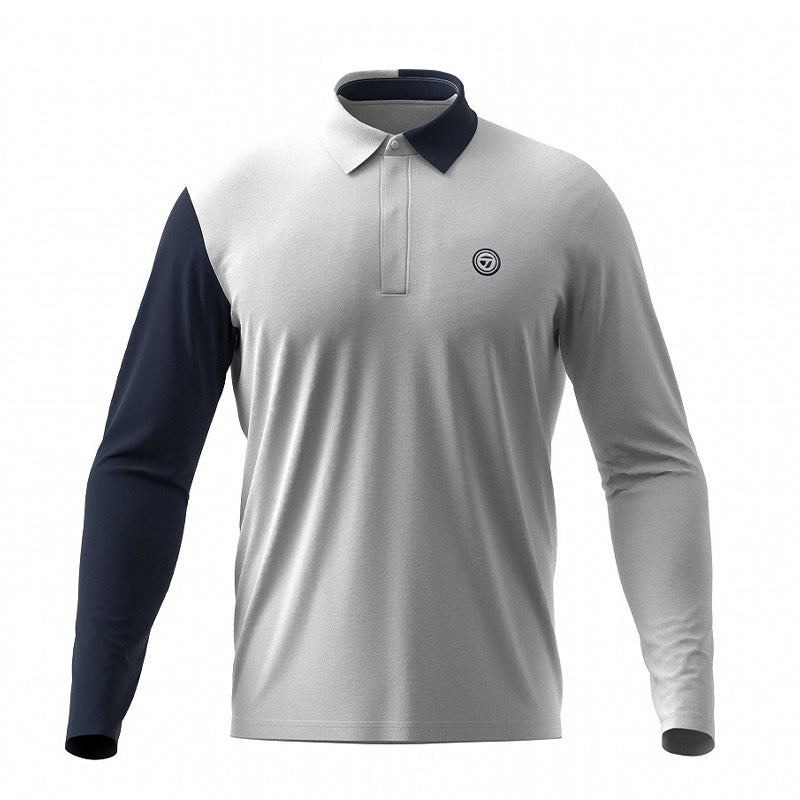 TAYLORMADE Color Block Men’s Long Sleeve Polo (White)