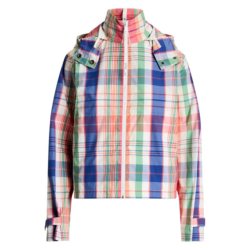 Women’s Plaid Packable Hooded Rain Jacket