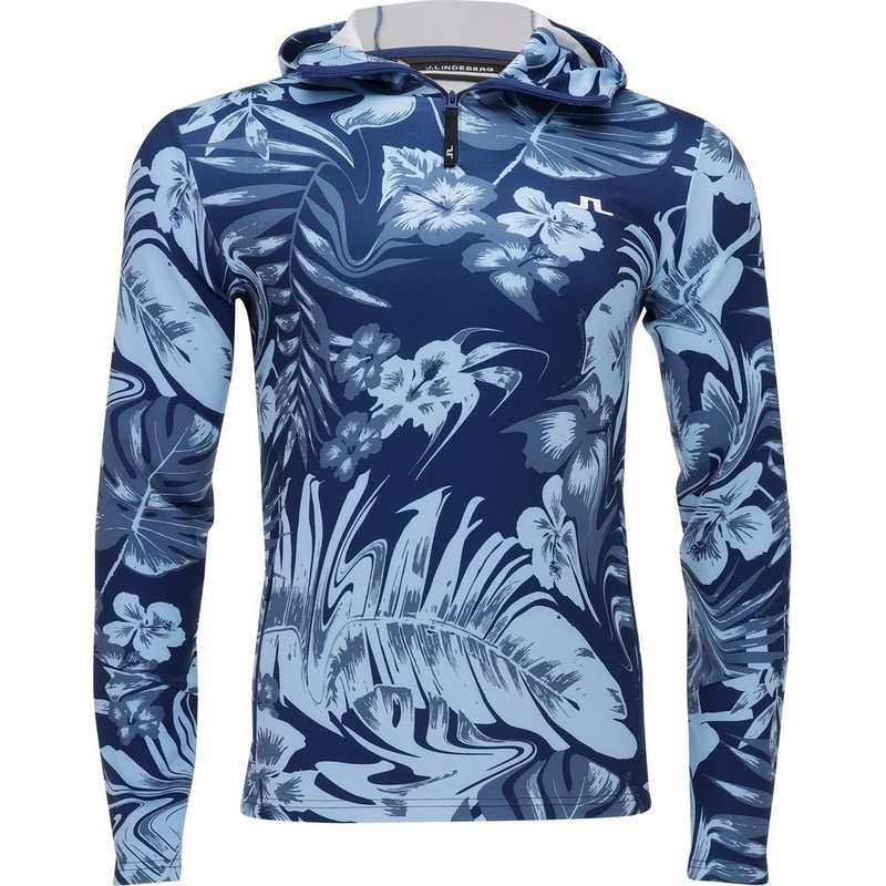 Aerial Print Hooded 1/4 Zip Fleece Jacket