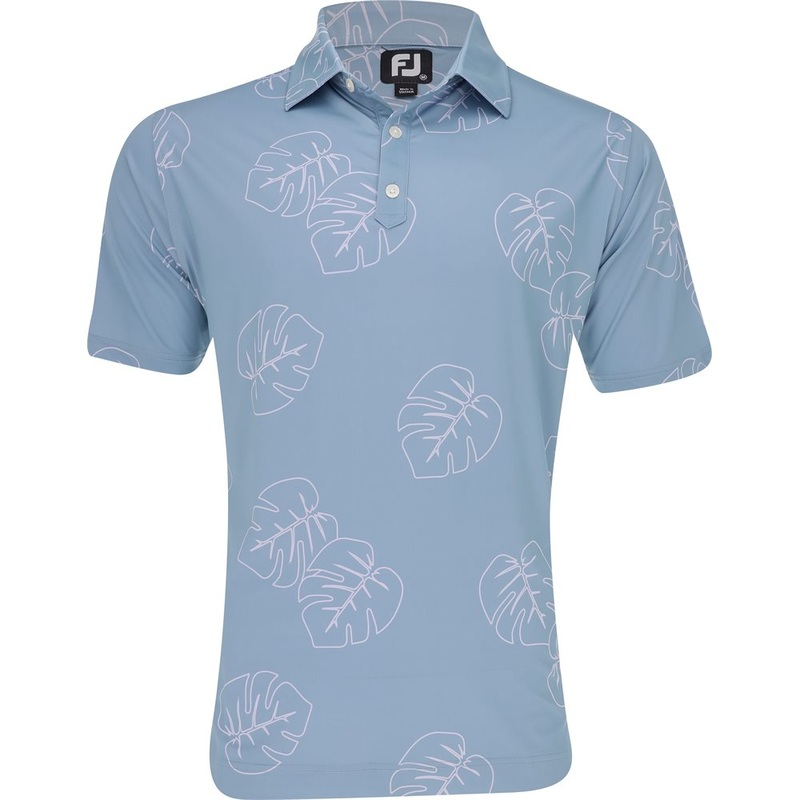 Jungle Leaf Print Lisle Self Collar Golf Polo
