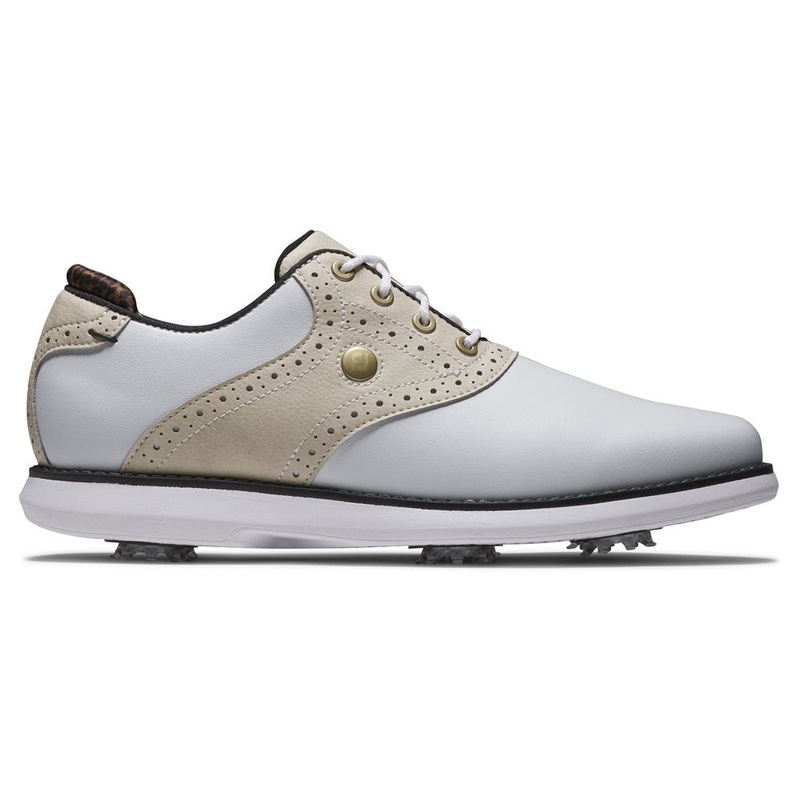 Women’s Traditions Golf Shoes|White/Tan/Black|6|6.5|7|7.5|8|8.5|9|9.5|10|5.5