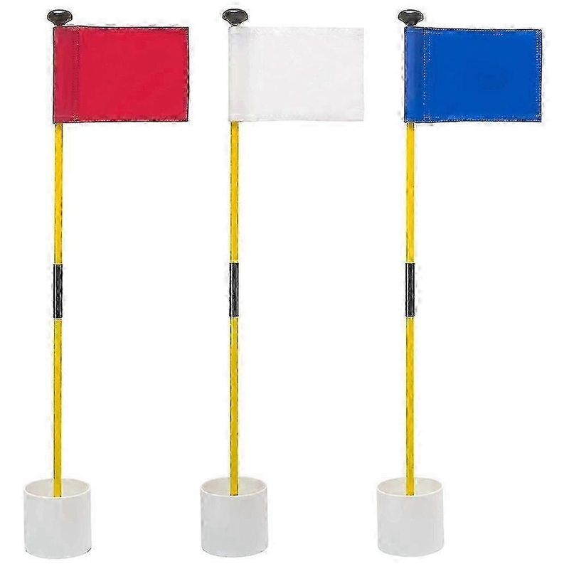 3 Pcs Backyard Practice Golf Hole Pole Cup Flag Sticks,Golf Putting Flagpoles,Golf Flag,Golf Access–WhiteBlueRed
