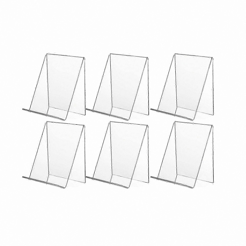 6-Pack Transparent Acrylic Display Stands for Books, Photos, and Jewelry