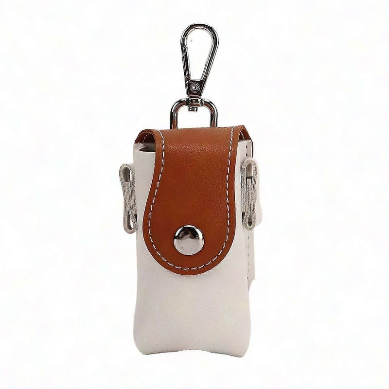 Durable PU Leather Golf Ball Pouch with Metal Button, Portable Golf Ball Holder for Golf Fans, Brown