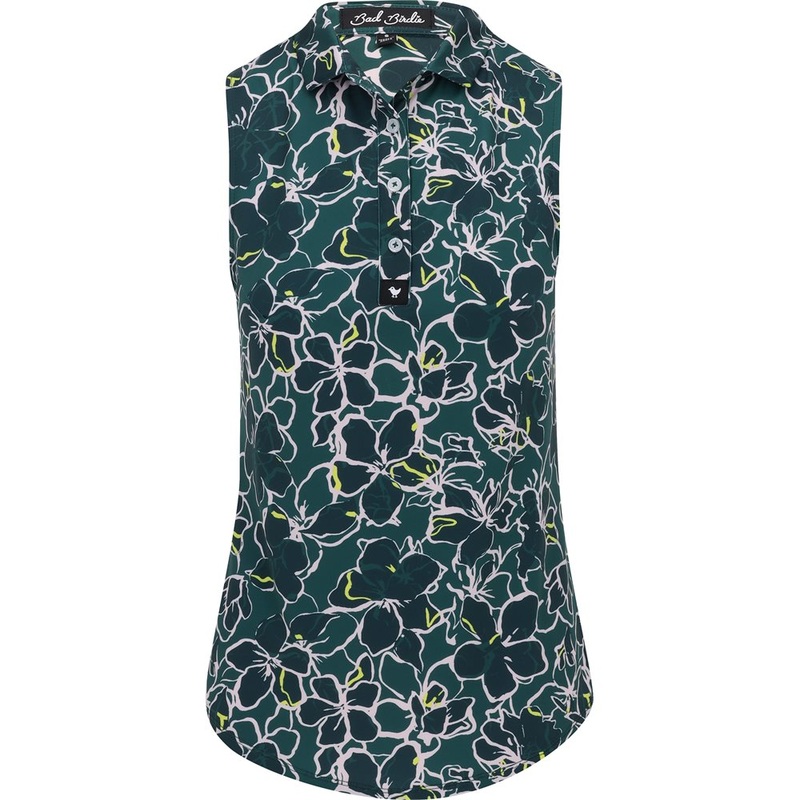 Women’s Core Sleeveless Polo|Green/Black Floral|X-Small