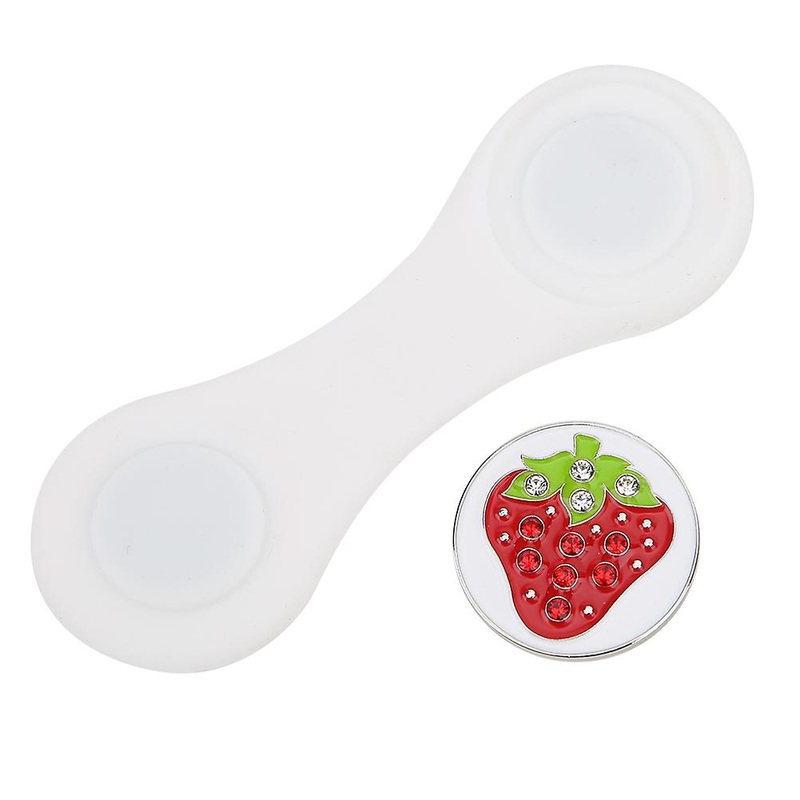 Silicone Compact Golf Ball Marker Fruit Pattern Hat Clip Cap Clamp Accessory SuppliesWhite Strawberry