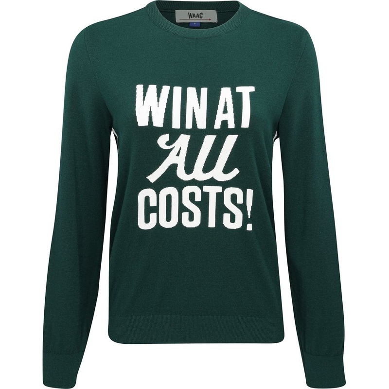 Women’s Slogan Sweater|Deep Green|Light Pink|X-Small|Small|Medium|Large