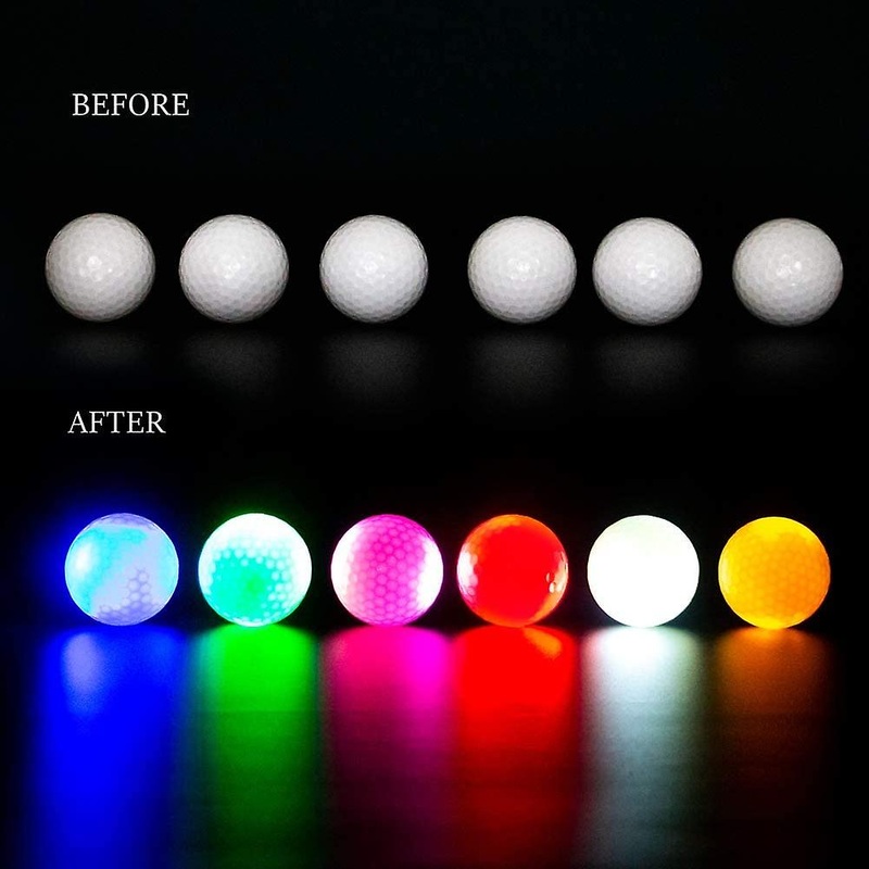 6 Pcs Led Glow Golf Balls, Flashing Glowing Golf Ball, Night Glow High Quality