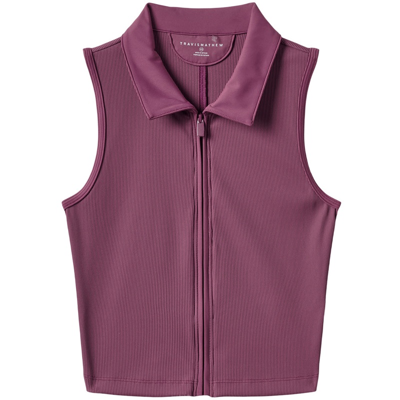 TravisMathew Women’s Midline Moveknit Sleeveless Full Zip Polo