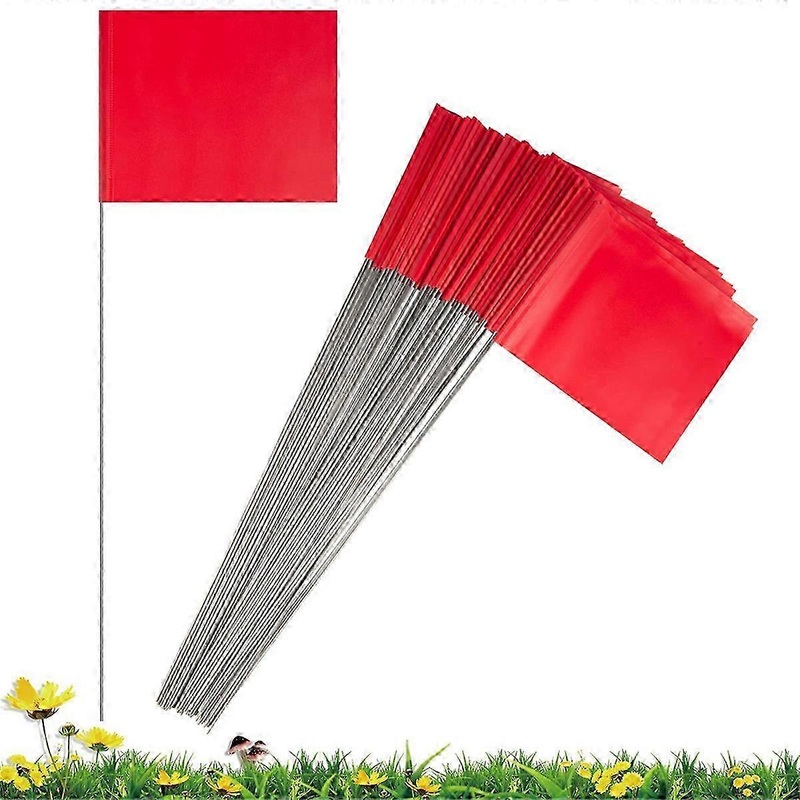 50-Pack Red Marker Flags, 15x4x5 Inch, Durable Lawn & Landscape Flags for Yard, Irrigation, and Outdoor Projects
