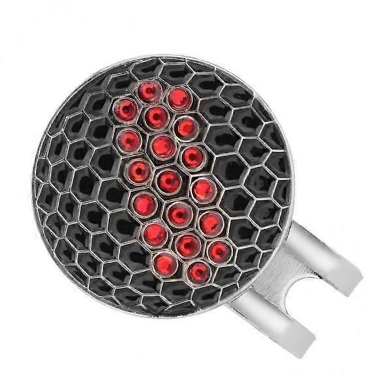 3X Golf Ball Marker Crystal Drill Clip Marker for Golf Visor Red