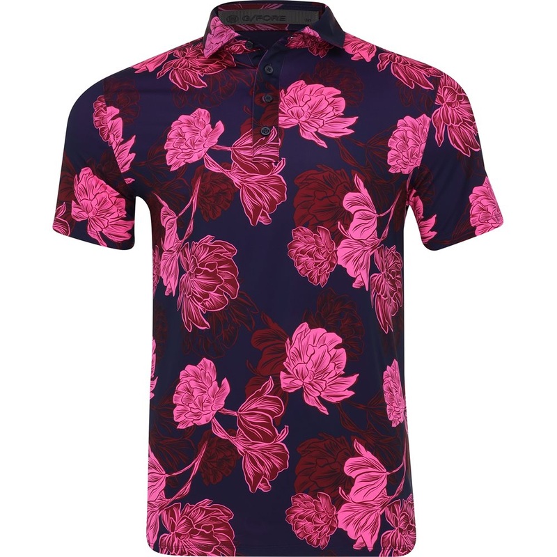 Stamped Floral Tech Jersey Polo