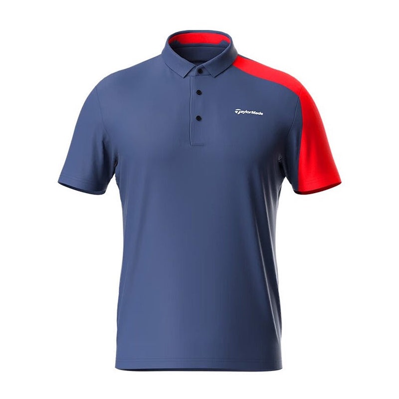 TAYLORMADE Men’s Short Sleeve Polo (Navy/Red)