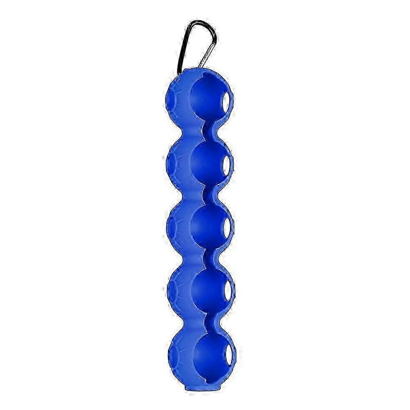 5-Ball Silicone Golf Pouch with Hook – Portable Golf Ball Holder (Blue)