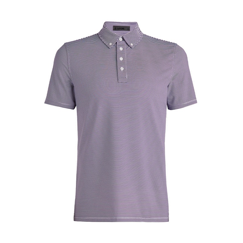 GFORE Feeder Stripe Tech Jersey Button Down Collar Men’s Polo (Violet)