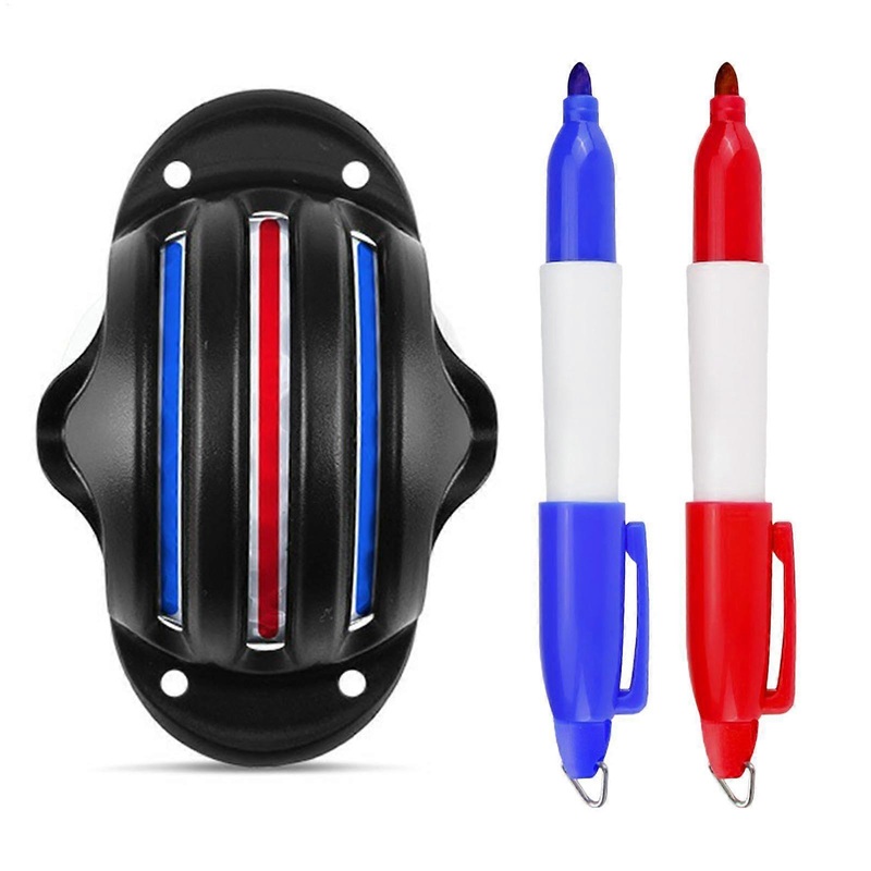 Golf Ball Marker Template ABS With 2 Pens HXQ007 Three-Line Marker Unisex Outdoor Golf Training Kit