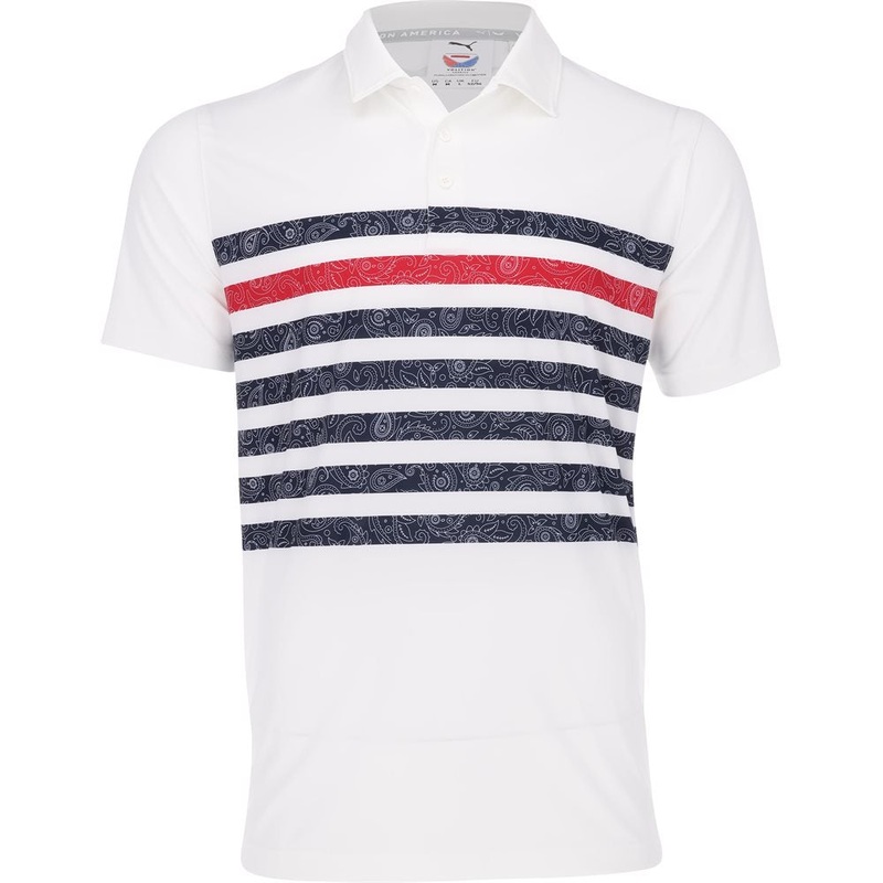 Volition Paisley Stripe Polo|Bright White/Ski Patrol|Medium|X-Large|XX-Large