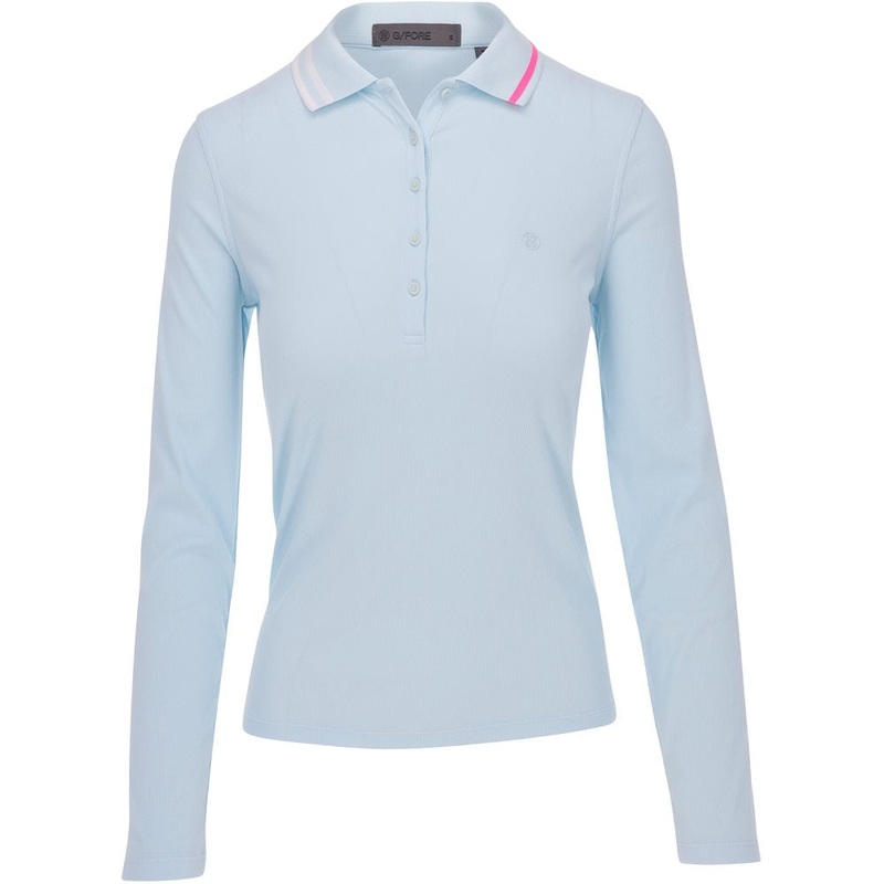 Women’s Contrast Collar Ribbed Tech Nylon Long Sleeve Polo
