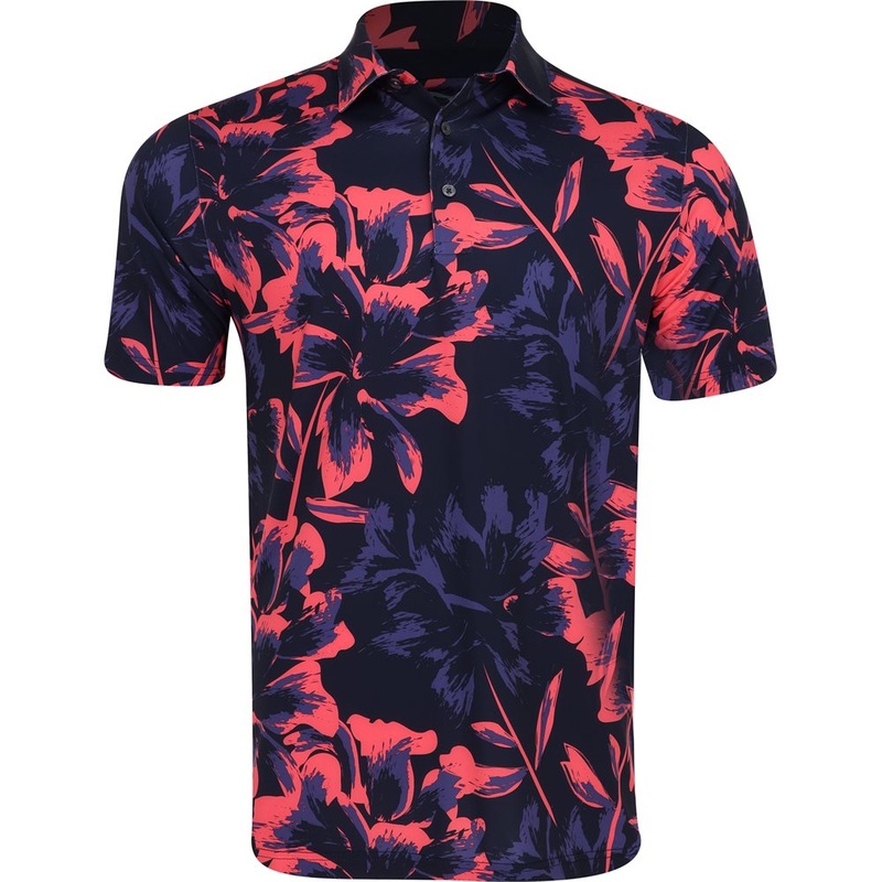 MATTR Broken Flower Polo|Deep Navy/Peach Frost|Medium|Large|X-Large|XX-Large