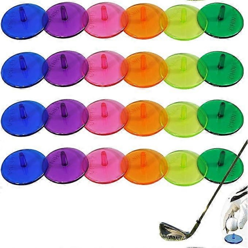 Golf Ball Position Markers, 100pcs Clear Multicolor Flat Round Position Markers Set 2.4mm Plastic Golf Marker Accessories (Random Colors)