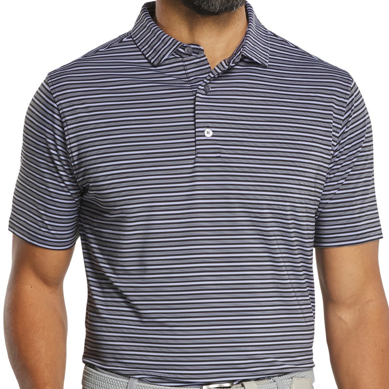 Shirting Stripe Polo|Black Striped Black Periwinkle|Small|Medium|Large|X-Large|XX-Large