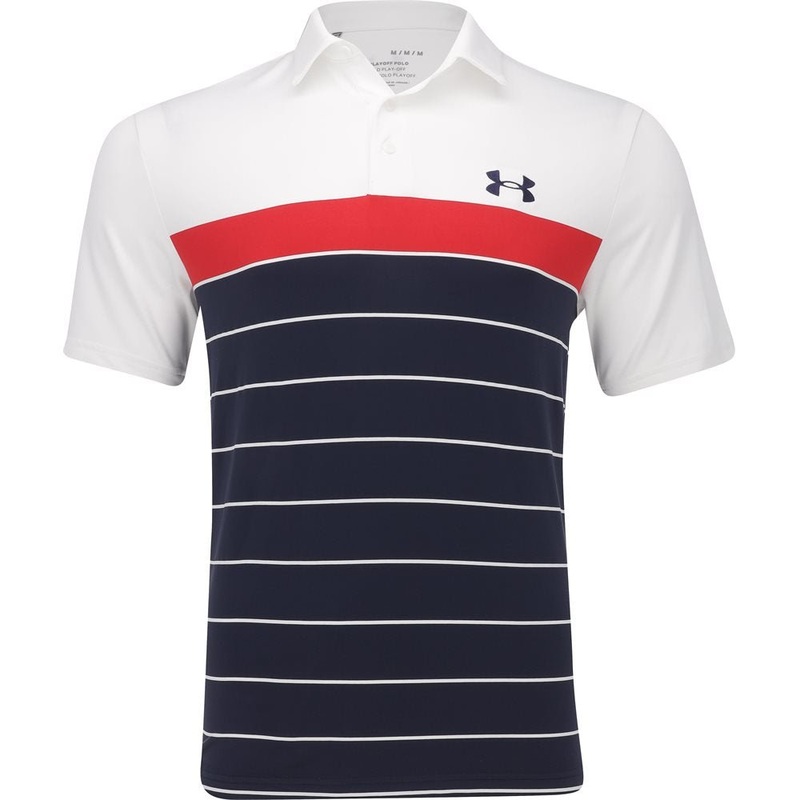 UA Playoff 3.0 Pop Top Polo|White|Tech Blue|Small|Medium|Large|X-Large