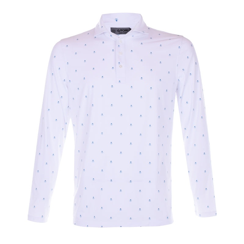 GFORE Ice Nylon Print Men’s Long Sleeve Polo (Snow)