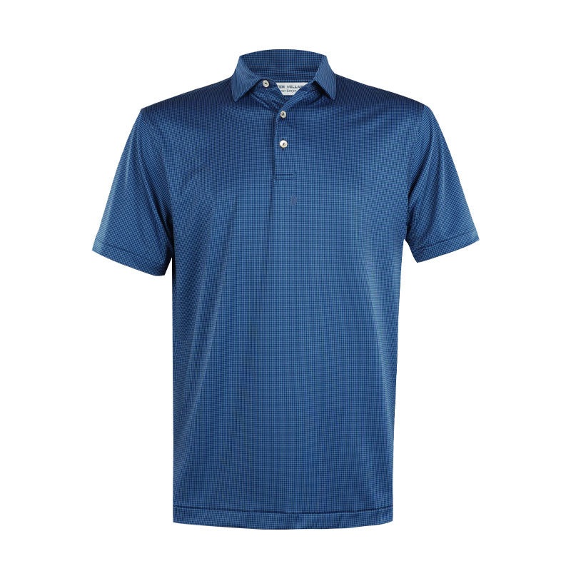 PETER MILLAR Gingham Men’s Performance Jersey Polo (Navy)
