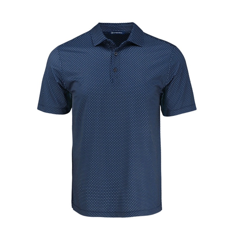 CUTTER & BUCK Pike Eco Shadow Check Print Mens Polo (Navy)