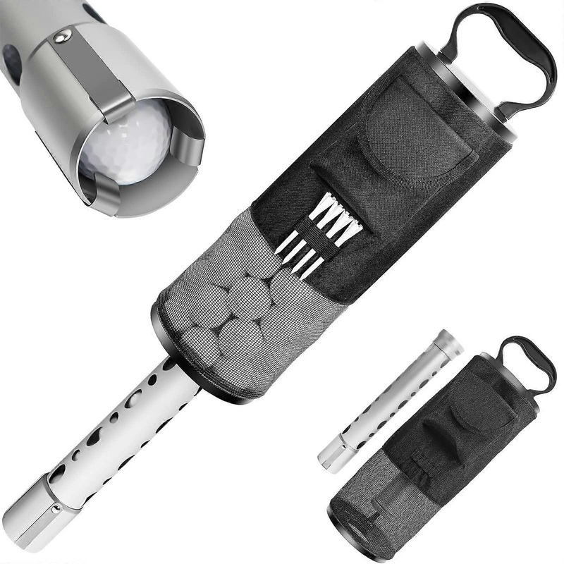 Golf Ball Retriever, Shag Bag with Detachable Aluminum Alloy/Plastic Tube, Pocket  Tee Holder, Holds up to 80 Balls