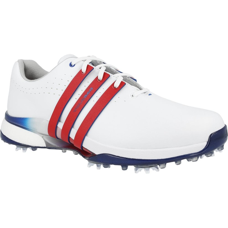 LE Tour360 BOOST Golf Shoes|White/Better Scarlet/Team Royal Blue|7|7.5|8|8.5|9|9.5|10|10.5|11|11.5|12|12.5|14|15|13