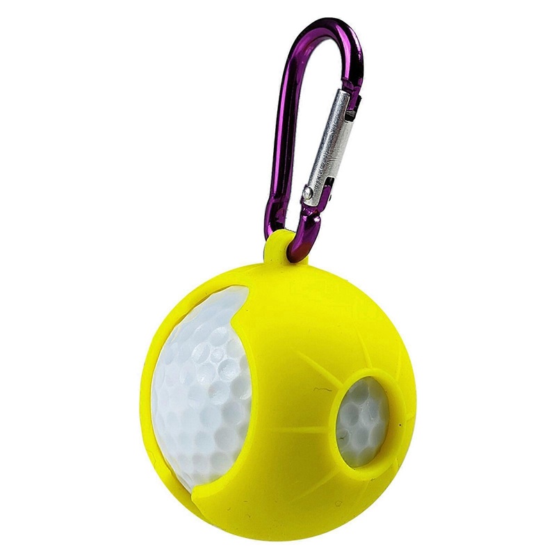 Golf Balls Holder Clip with Hangable Aluminum Hook Golf Balls Protective Silicone Golf Balls Sleeve Holds Single Balls  Yellow