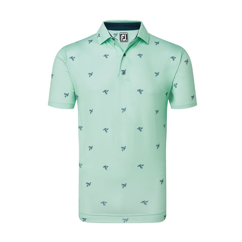 FOOTJOY Thistle Print Lisle Men’s Polo (Sea Grass)