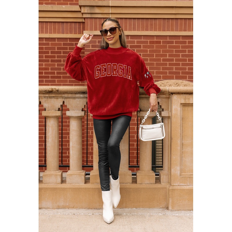 GEORGIA BULLDOGS MAKE A MOVE MOCK NECK CHENILLE PULLOVER