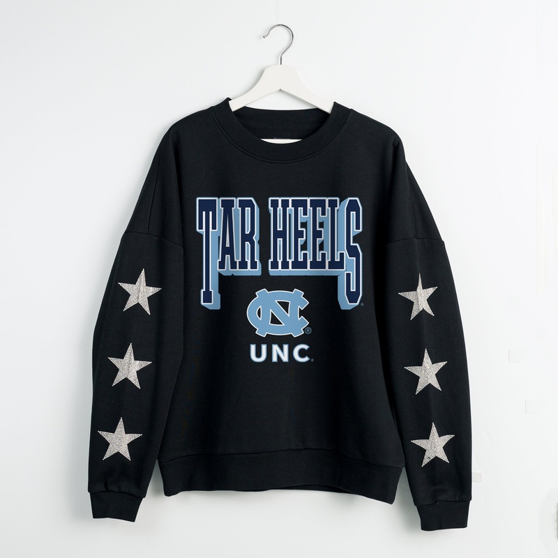 NORTH CAROLINA TAR HEELS PURE VICTORY EMBELLISHED STAR SLEEVE CREWNECK PULLOVER